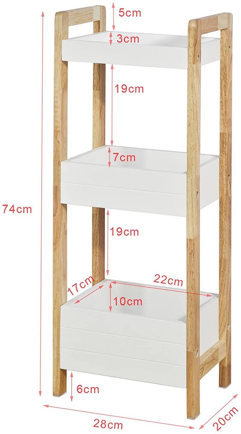 3-Tier White Storage Bathroom Shelf