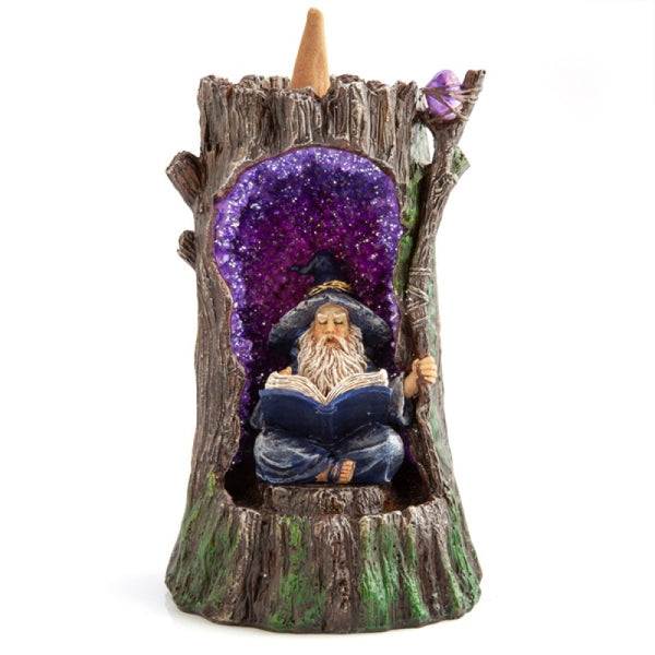 Wizard in Geode Tree LED Backflow Incense Burner