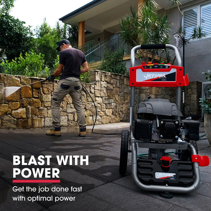 JET-USA 7HP 4800PSI Petrol High Pressure Washer Cleaner, Water Spray Gunrey, 30m Hose Drain Cleaner