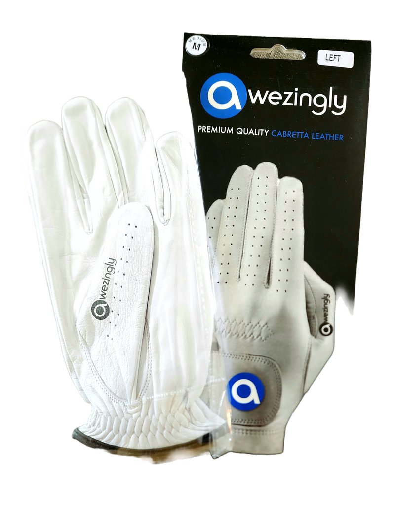 Premium Quality Cabretta Leather Golf Glove for Men - White (XL)