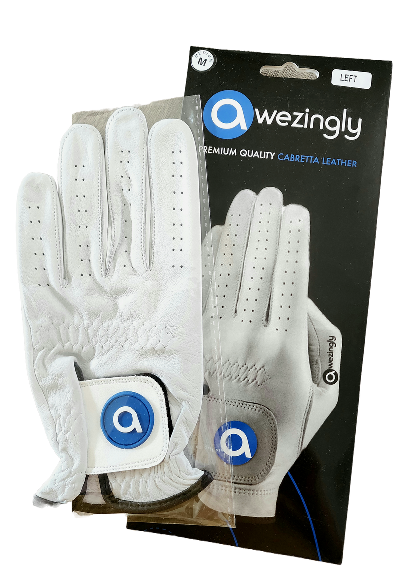 Premium Quality Cabretta Leather Golf Glove for Men - White (XL)