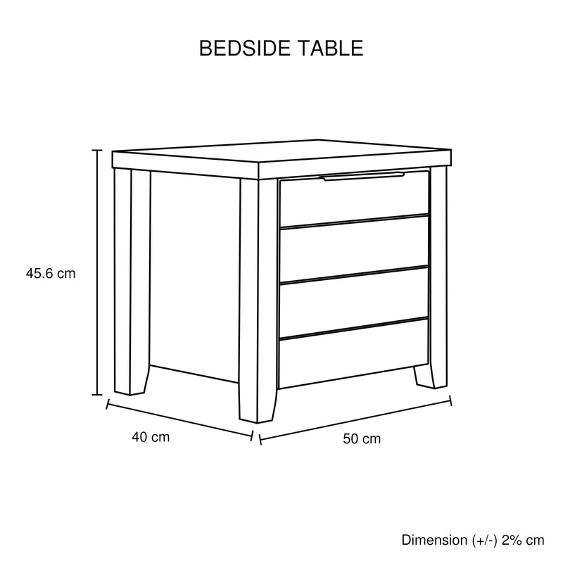 3 Pieces Bedroom Suite Natural Wood Like MDF Structure Double Size Oak Colour Bed, Bedside Table