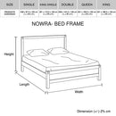 Bed Frame Single Size in Solid Wood Veneered Acacia Bedroom Timber Slat in Oak