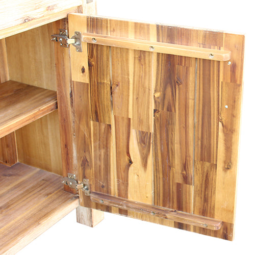 Buffet Sideboard in Oak Colour Constructed with Solid Acacia Wooden Frame Storage Cabinet with Drawers