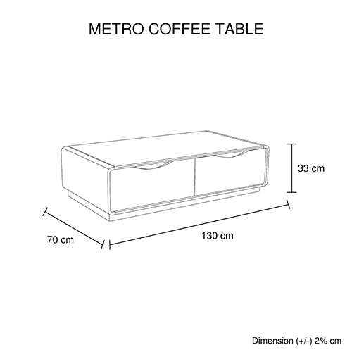 Coffee Table High Gloss Finish MDF Black & White Colour with 2 Drawers Storage