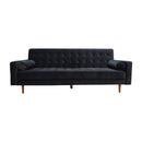 Sofa Bed 3 Seater Button Tufted Lounge Set for Living Room Couch in Velvet Black Colour