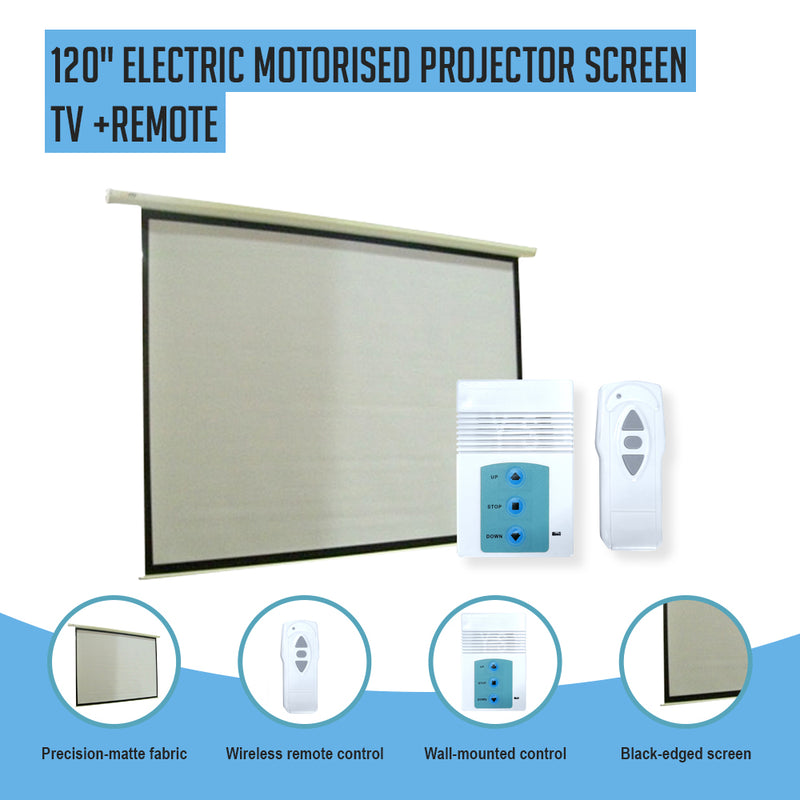 120" Electric Motorised Projector Screen TV +Remote