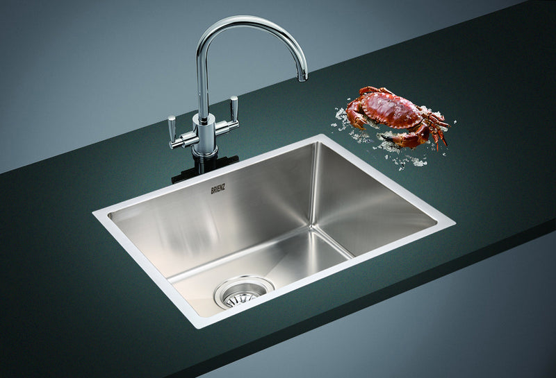 490x440mm Handmade Stainless Steel Undermount / Topmount Kitchen Laundry Sink with Waste