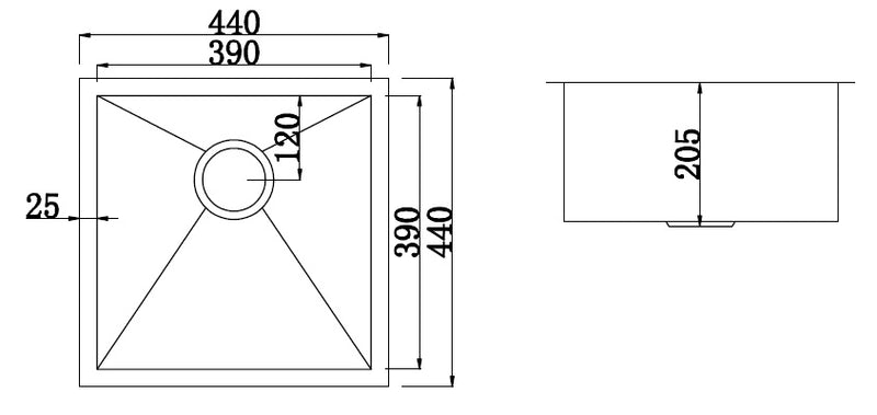 Stainless Steel Sink - 440 x 440mm