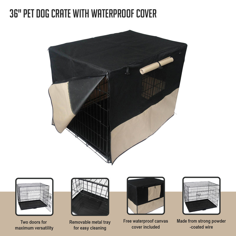 36" Pet Dog Crate with Waterproof Cover