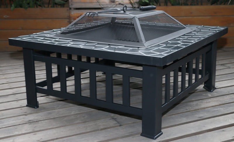 18" Square Metal Fire Pit Outdoor Heater