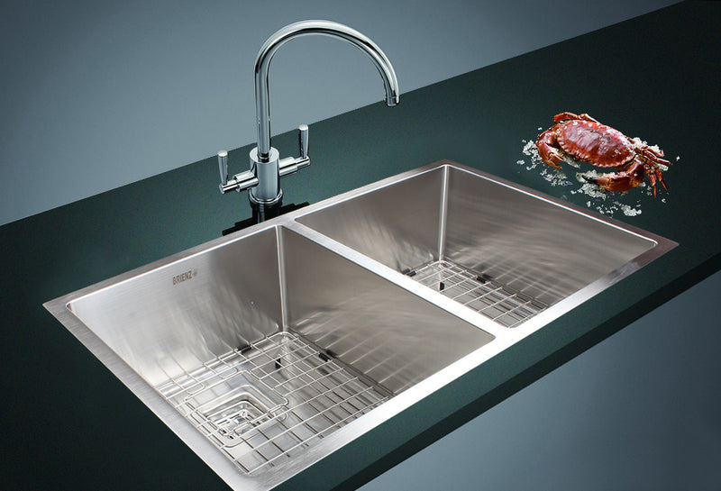 835x505mm Handmade 1.5mm Stainless Steel Undermount / Topmount Kitchen Sink with Square Waste