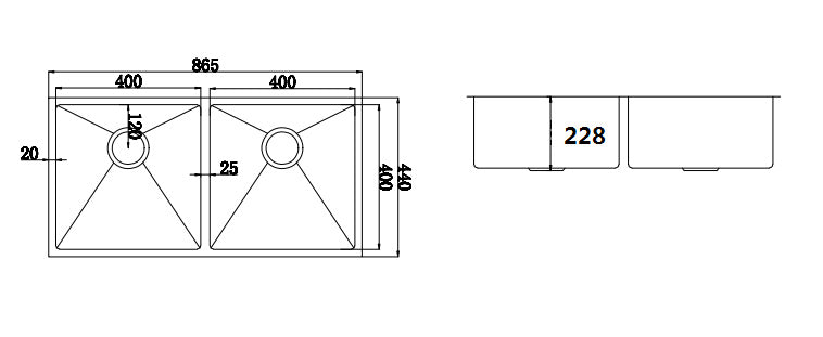 Stainless Steel Sink - 865 x 440mm