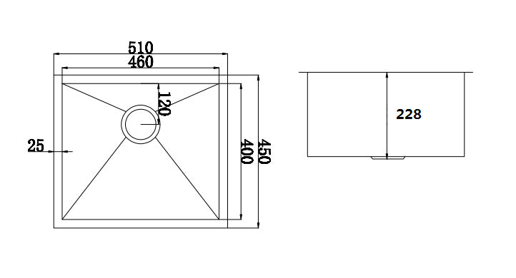 Stainless Steel Sink - 510x450mm