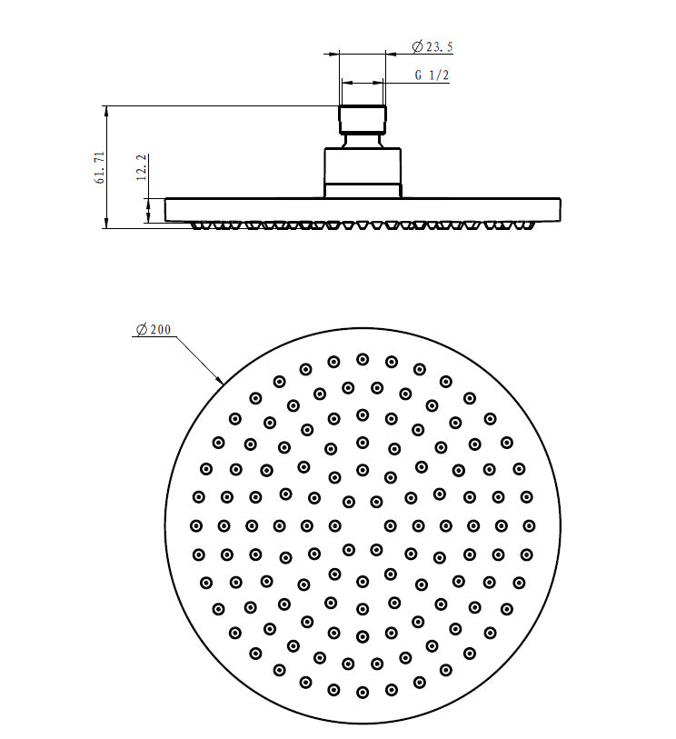 200mm Shower Head Round Chrome Showerhead