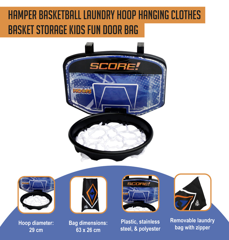 Hamper Basketball Laundry Hoop Hanging Clothes Basket Storage Kids Fun Door Bag