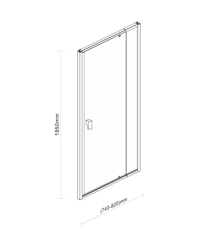 Adjustable Semi Frameless Shower Screen (74~82) x 195cm Australian Safety Glass