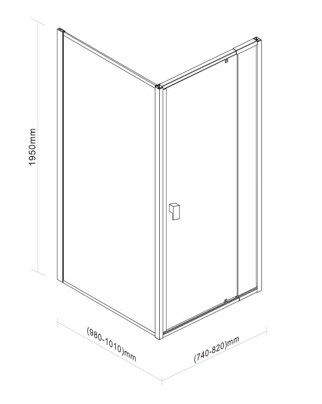 Semi Frameless Shower Screen (74~82)x 195cm & (98~101)x 195cm Side AS/NZS Glass