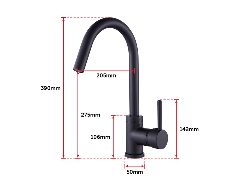 Kitchen Mixer Tap Faucet Basin Laundry Sink - BLACK