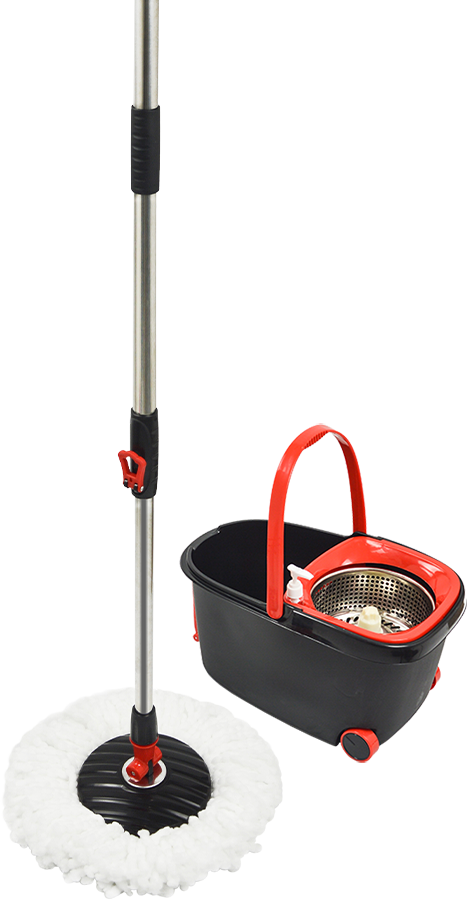 Spin Rotating Mop and Bucket Set with Wheels and 4 Microfibre Mop Heads