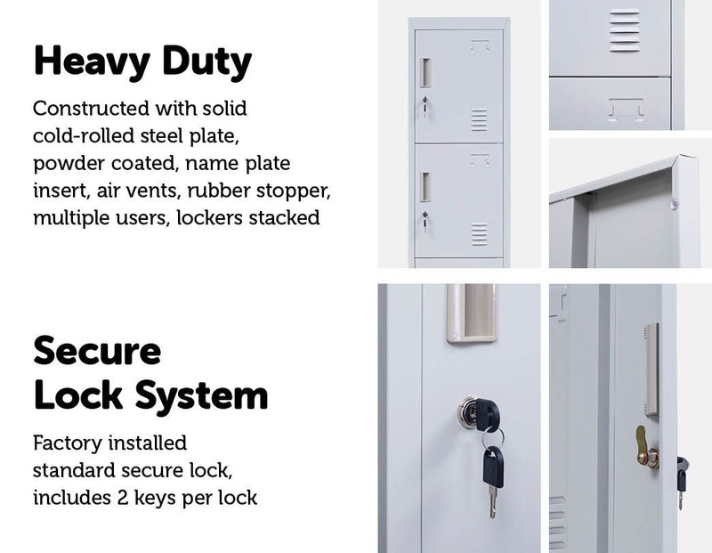 Standard Lock 4 Door Locker for Office Gym Grey