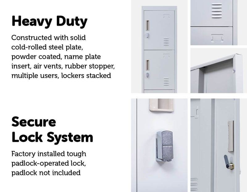 Padlock-operated lock 4 Door Locker for Office Gym Grey