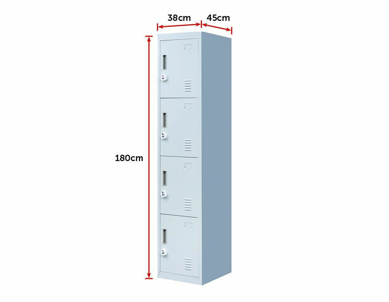 3-digit Combination Lock 4 Door Locker for Office Gym Grey