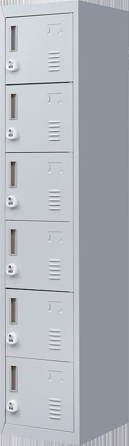 3-digit Combination Lock 6-Door Locker for Office Gym Shed School Home Storage Grey