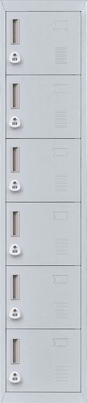 3-digit Combination Lock 6-Door Locker for Office Gym Shed School Home Storage Grey