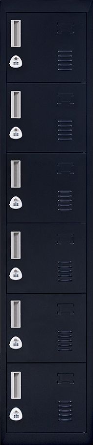 3-Digit Combination Lock 6-Door Locker for Office Gym Shed School Home Storage Black