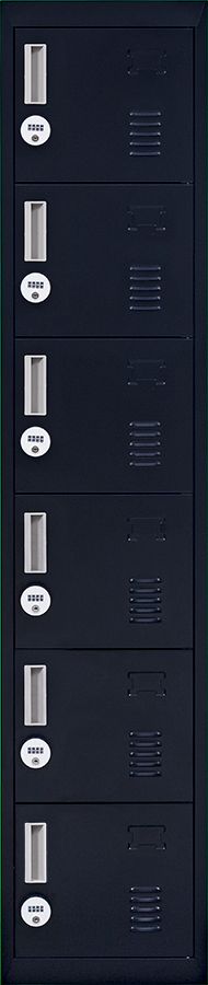 4-digit Combination Lock 6-Door Locker for Office Gym Shed School Home Storage Black