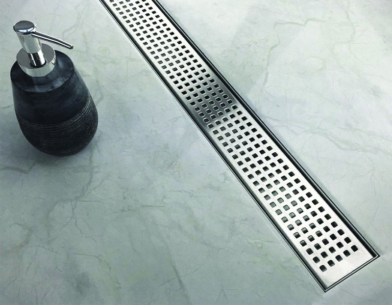 1000mm Bathroom Shower Stainless Steel Grate Drain w/Centre outlet Floor Waste Square Pattern