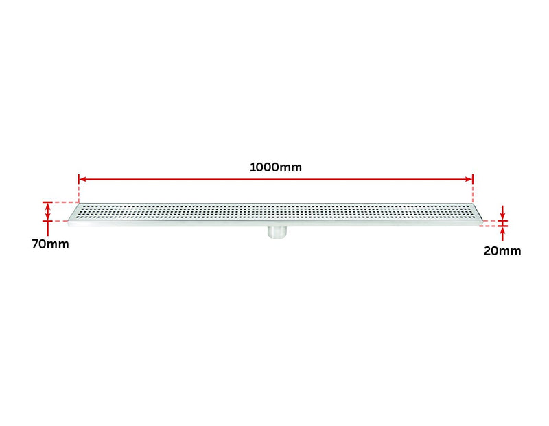 1000mm Bathroom Shower Stainless Steel Grate Drain w/Centre outlet Floor Waste Square Pattern