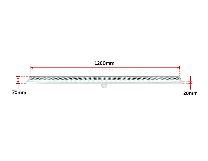 1200mm Bathroom Shower Stainless Steel Grate Drain w/Centre outlet Floor Waste Square Pattern