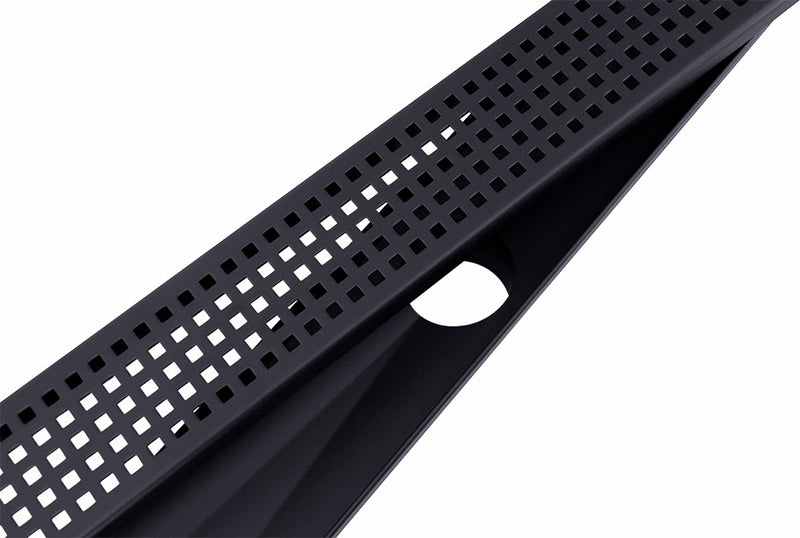 1200mm Bathroom Shower Black Grate Drain w/Centre outlet Floor Waste Square Pattern