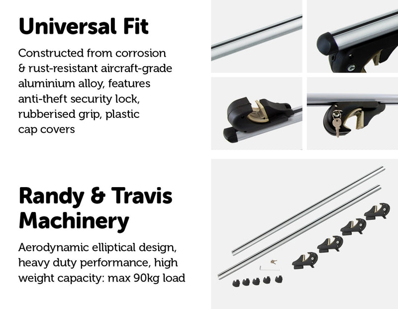 Universal Car Top Roof Rail Rack Cross Bar Aluminium Lockable 1350MM