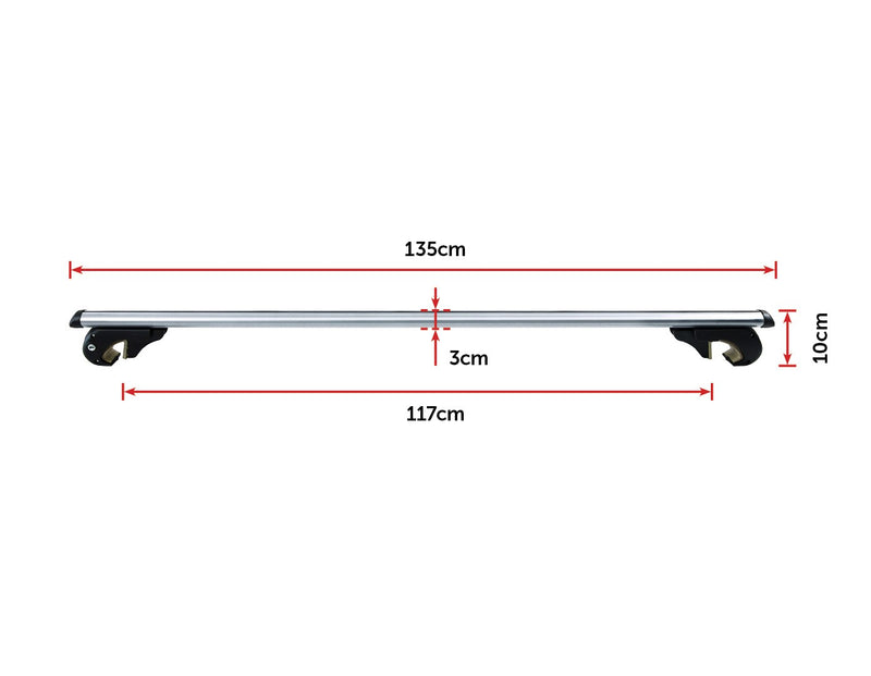 Universal Car Top Roof Rail Rack Cross Bar Aluminium Lockable 1350MM