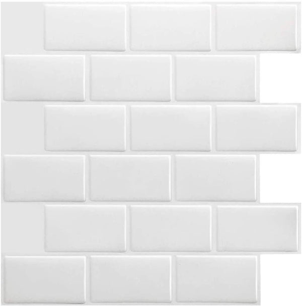 Tiles 3D Peel and Stick Wall Tile Hexagon White (30cm x 30cm x 10 sheets)