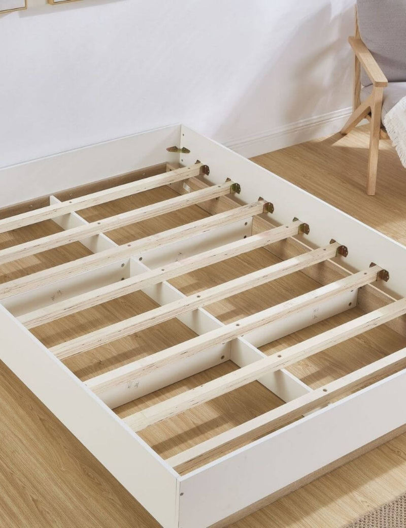 Aiden Industrial Contemporary White Oak Bed Base Bedframe