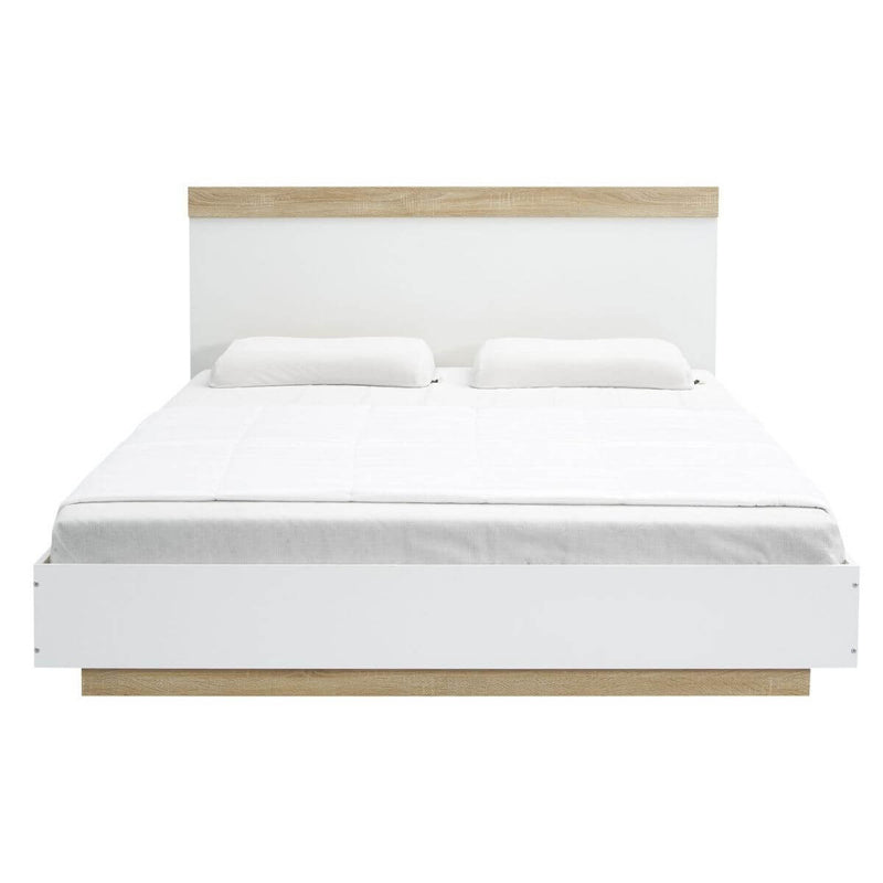 Aiden Industrial Contemporary White Oak Bed Frame King Size