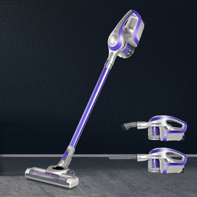 Devanti Cordless Stick Vacuum Cleaner - Purple & Grey