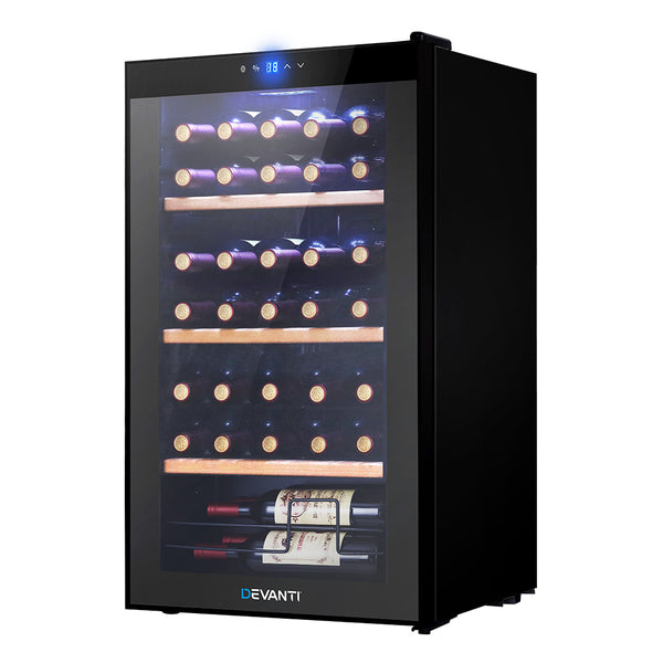 Devanti 34 Bottles Wine Cooler Compressor Chiller Beverage Fridge