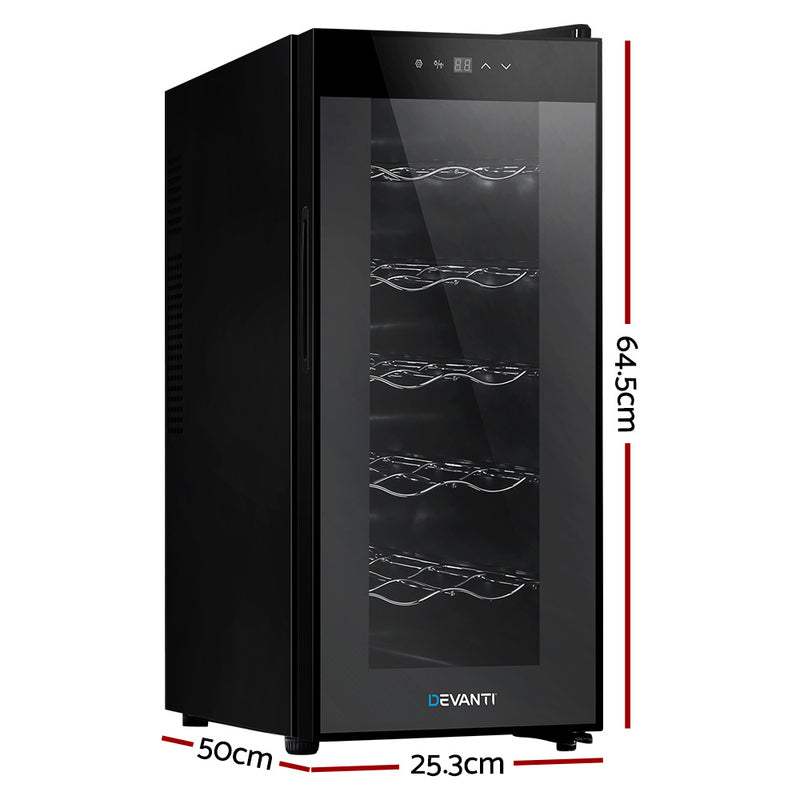 Devanti Wine Cooler 12 Bottle Thermoelectric Fridge Storage Chiller