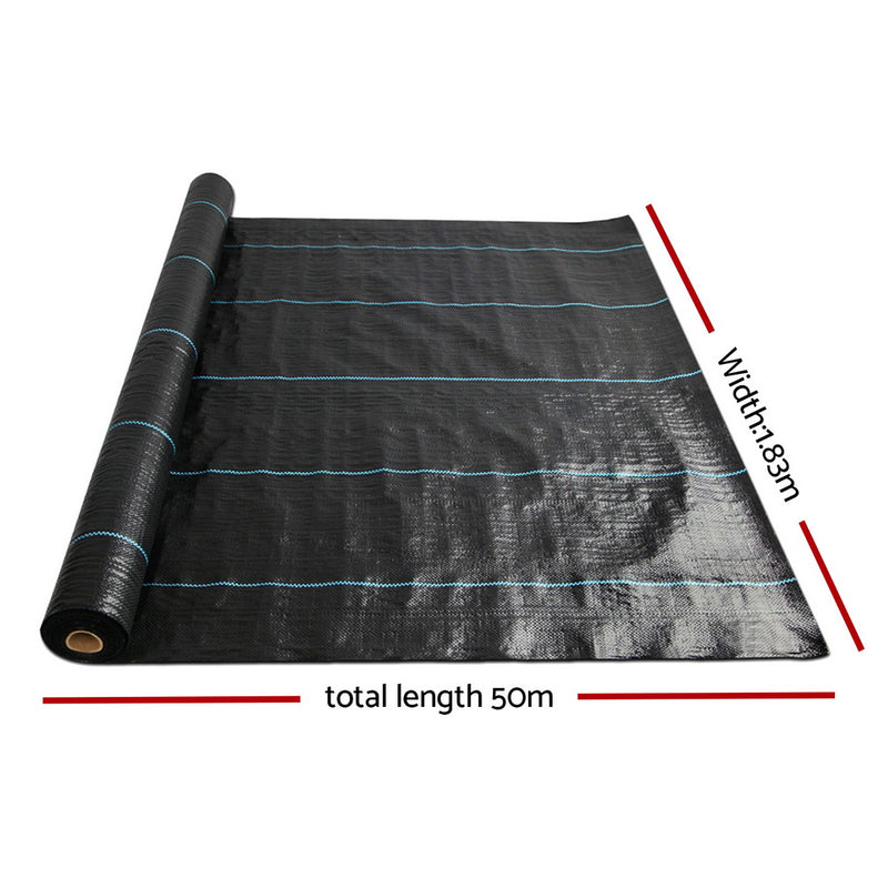 Instahut 1.83m x 50m Weedmat Weed Control Mat Woven Fabric Gardening Plant PE