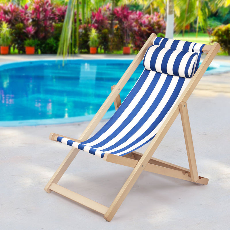 Gardeon Outdoor Furniture Sun Lounge Beach Chairs Deck Chair Folding Wooden Patio