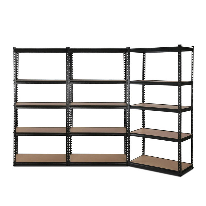 3x1.8M 5-Shelves Steel Warehouse Shelving Racking Garage Storage Rack Black