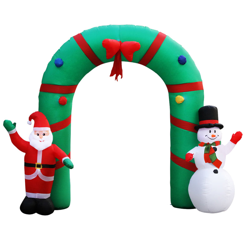 Jingle Jollys Christmas Inflatable Giant Arch Way 2.8M Santa Snowman Light Decor