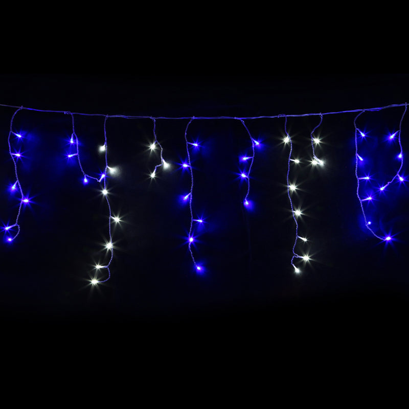 Jingle Jollys 800 LED Christmas Icicle Lights White and Blue