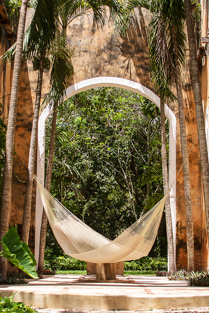 Mayan Legacy King Size Cotton Mexican Hammock in Cream Colour