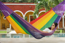 Mayan Legacy King Size Cotton Mexican Hammock in Rainbow Colour